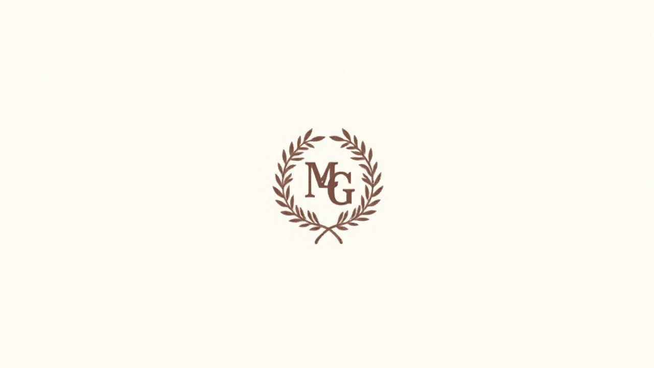 Elegant two-initial monogram crest with delicate floral accents.