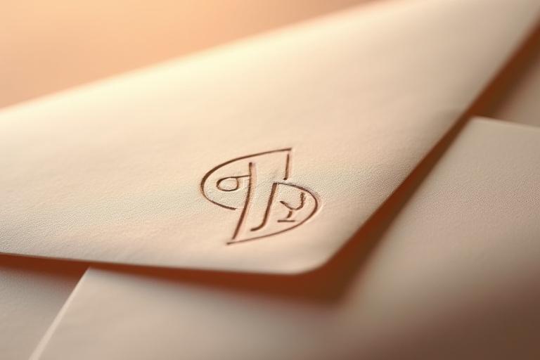 A subtle custom monogram embossed on an elegant envelope flap