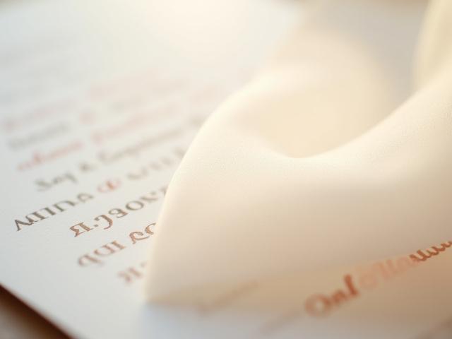 Translucent fine vellum overlaying a printed invitation, partially revealing text