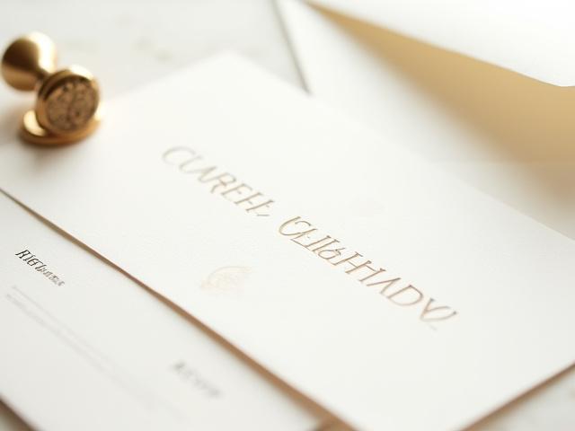 Classic wedding invitation with elegant typography and letterpress printing.
